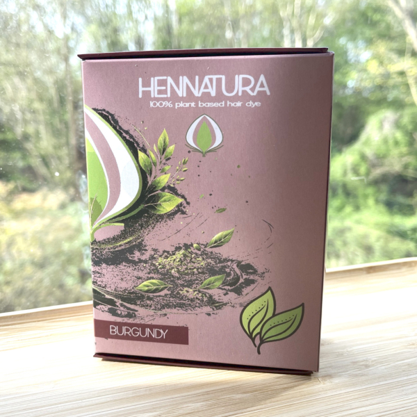 Pure henna plant based hair dye for deep burgundy red tones and healthy hair