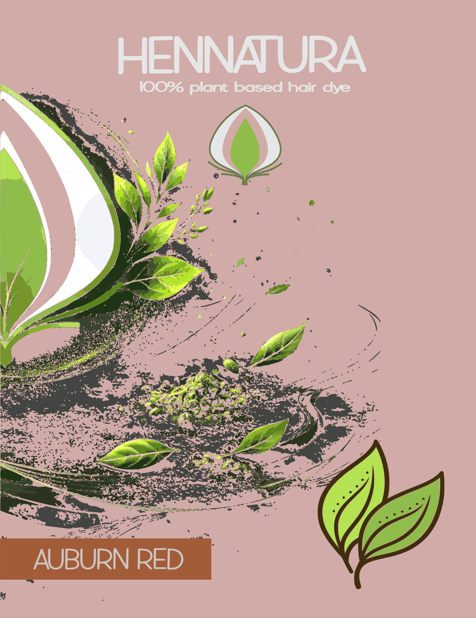 Pure henna plant based hair dye for auburn red tones and healthy hair