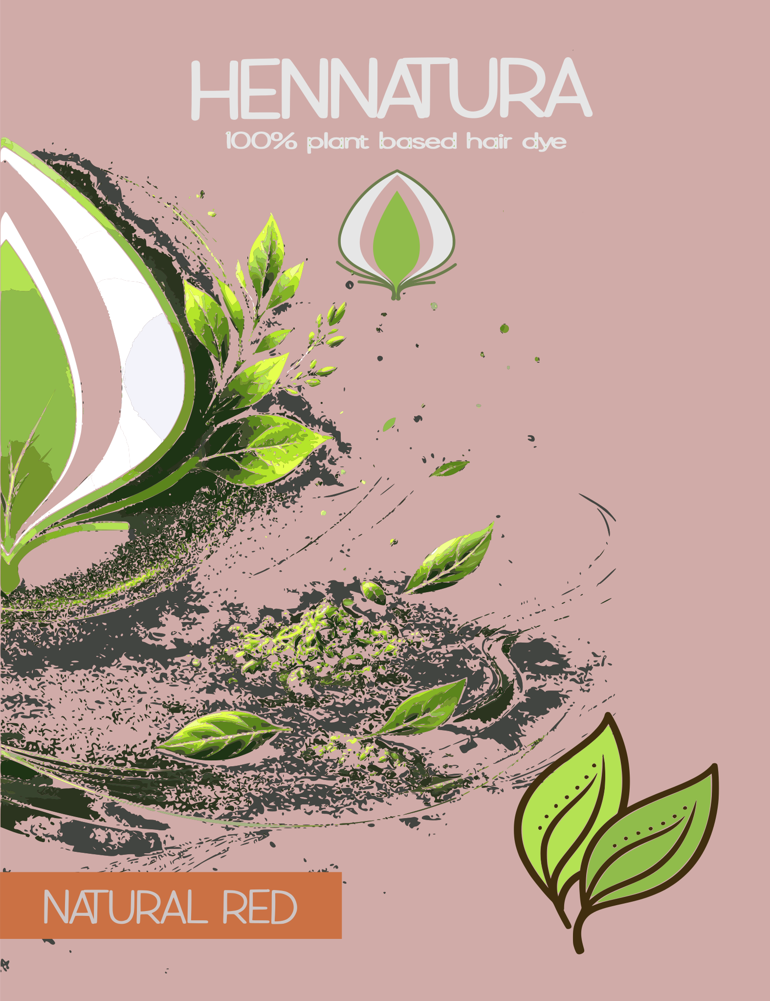 Pure henna plant based hair dye for natural red tones and healthy hair